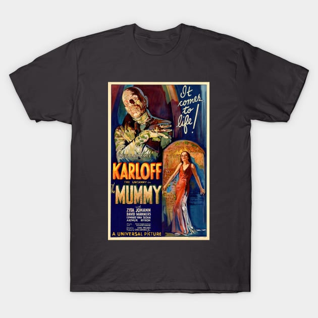 Vintage 1932 Mummy Movie Ad T-Shirt by xposedbydesign